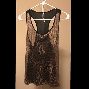 Sheer Sequins Leopard Print Tank